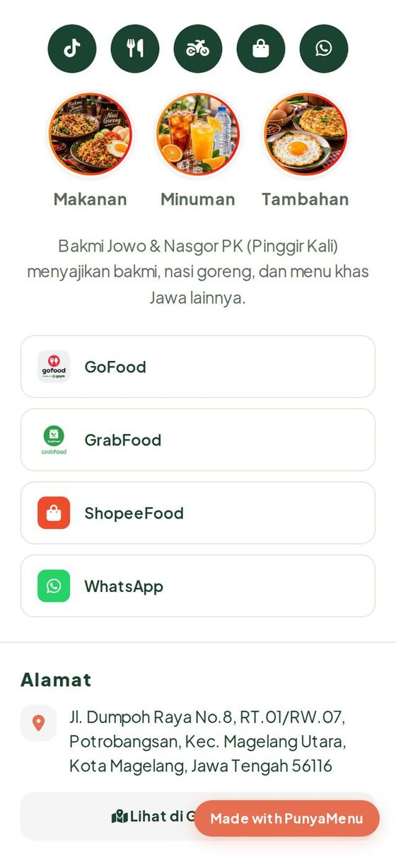 Pilihan pesan online: GoFood, GrabFood, ShopeeFood, WhatsApp