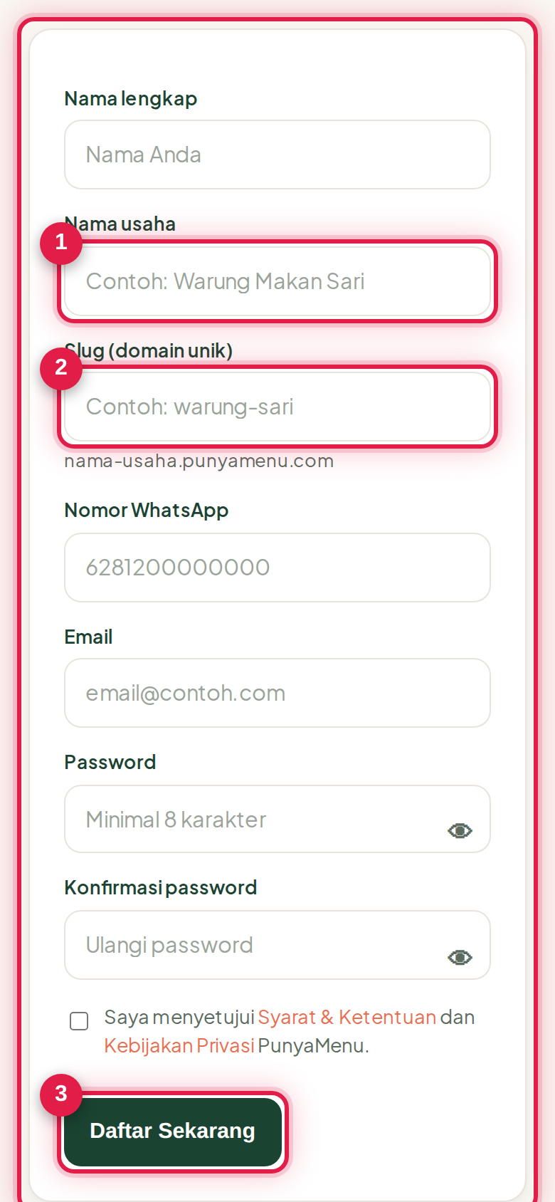 Mendaftar akun