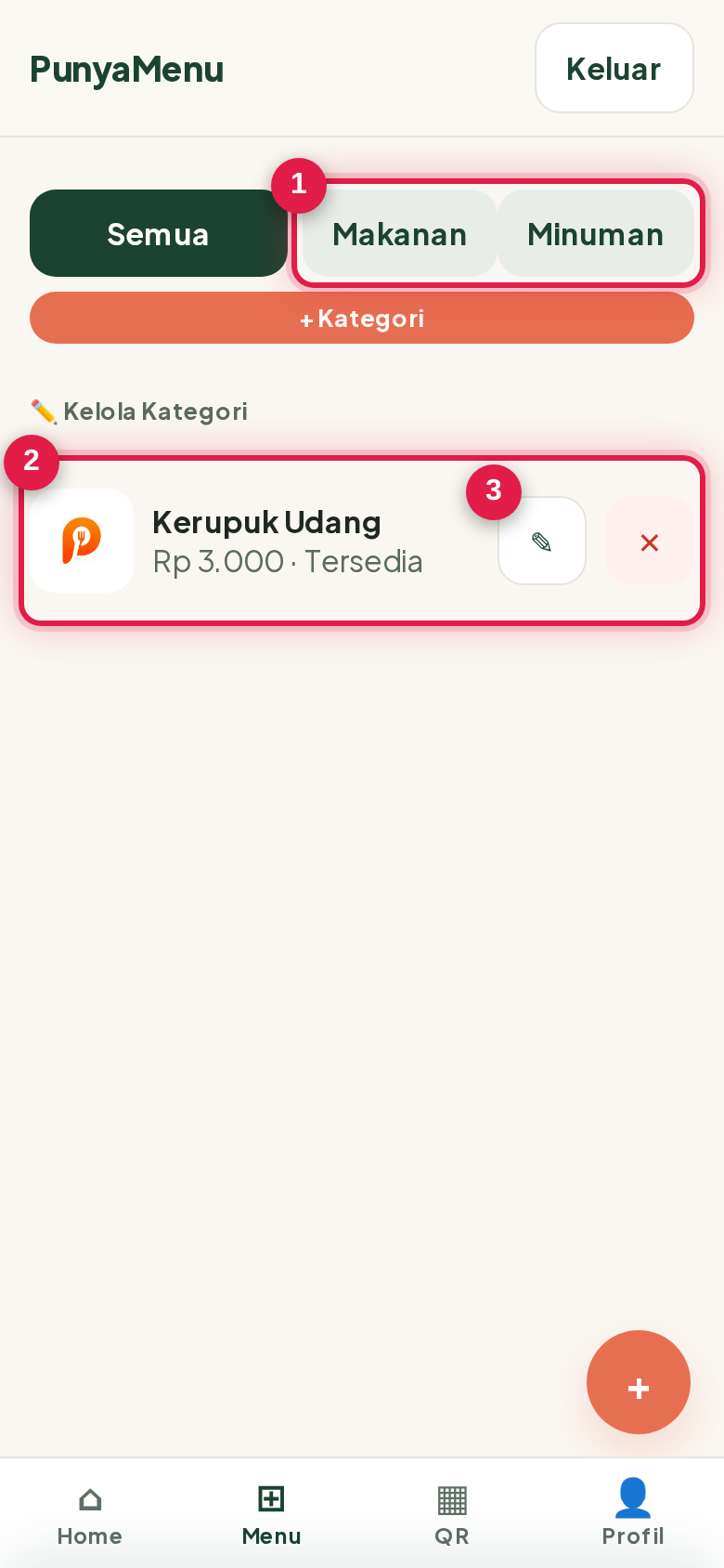 Melihat daftar menu