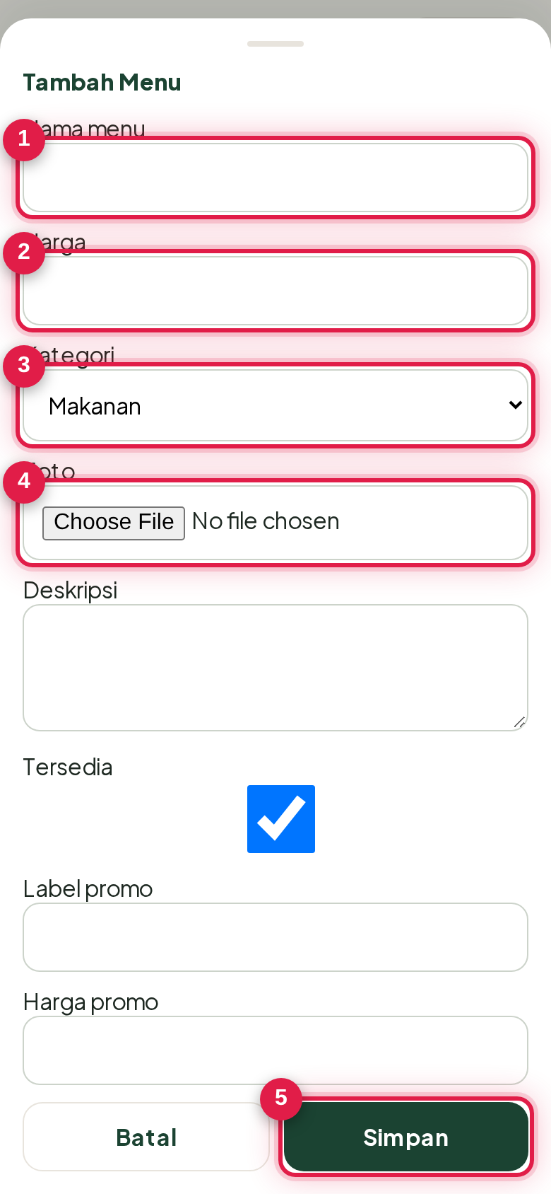 Menambah menu